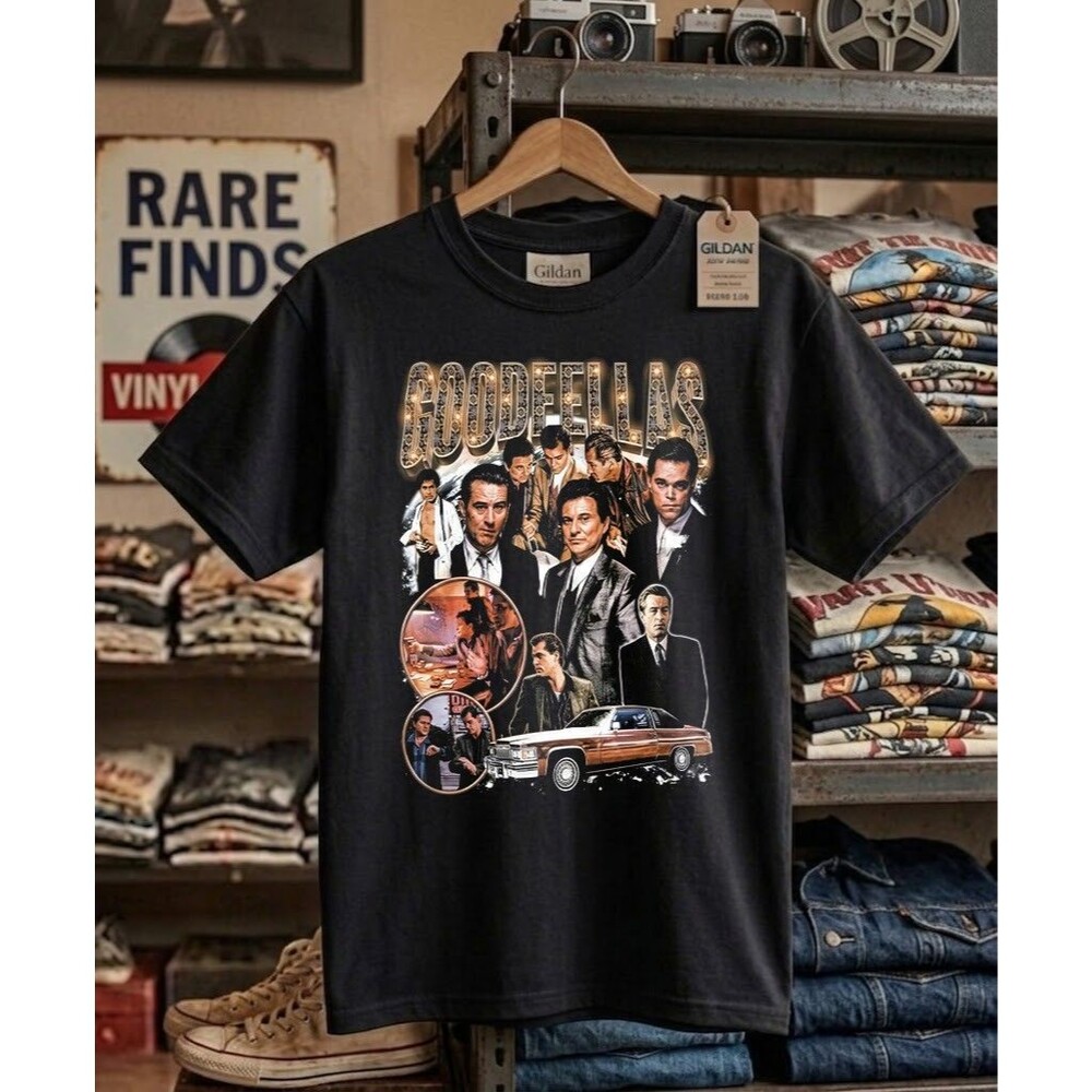 Goodfellas Vintage 90s Mob Crime Movie Graphic Tee Black Heavy Cotton T-Shirt